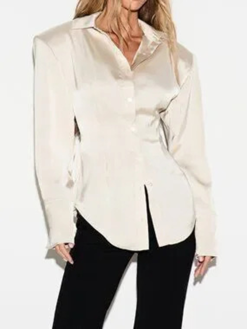 Apricot Elegant Women's Button Front Long Sleeve Shirt blouse